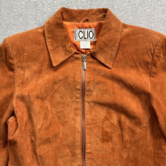 Clio Full Zip Suede Jacket 10 Orange Retro Rock Western Rodeo Cozy Chic Boho - Picture 5 of 12